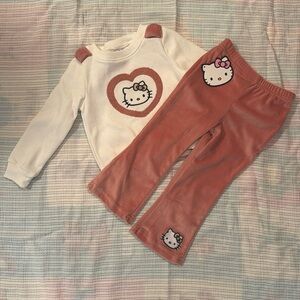 Hello Kitty White & Pink Sweatshirt and Velvety Bootcut Pants Set
